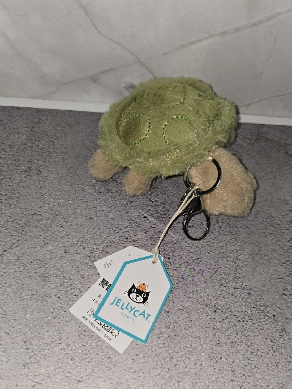 Jellycat Green and Tan Plush Turtle Keychain - Picture 2 of 5